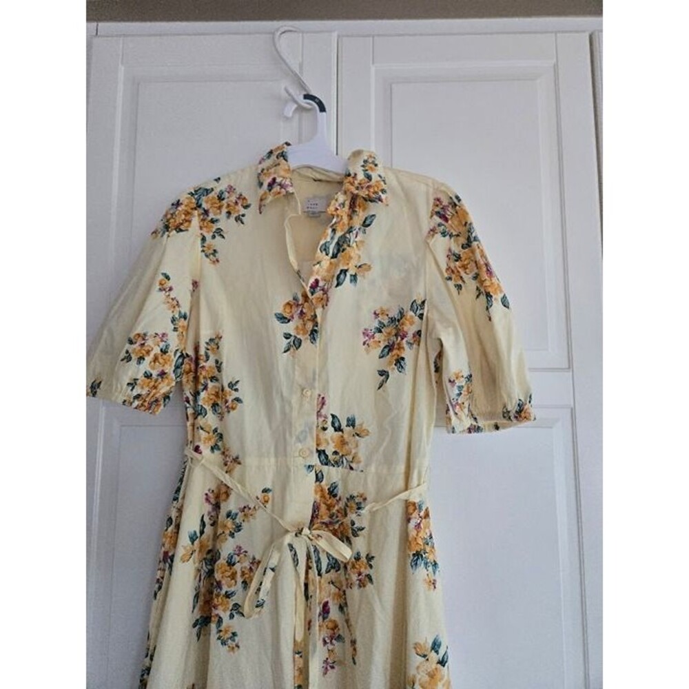 A New Day Puff Sleeve Mini Shirtdress - Yellow Floral - Womens XS - NEW - Picture 5 of 7